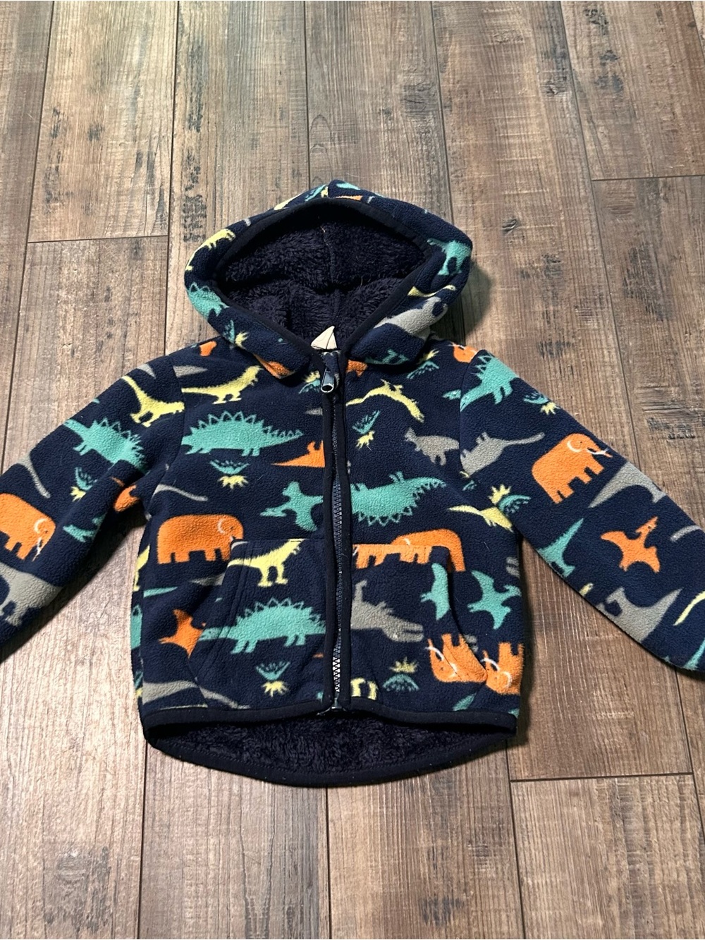 Toddler Boys Warm Super Soft Fall/Winter Dinosaur Jacket Size 2T Blue 90